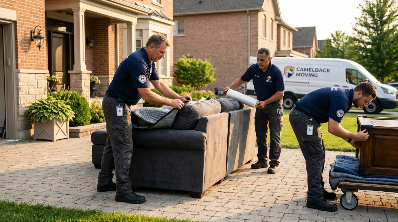 Large estate moving crew wrapping furniture in Middleton, WI